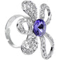 Crystalline Daisy Flower Adjustable Ring