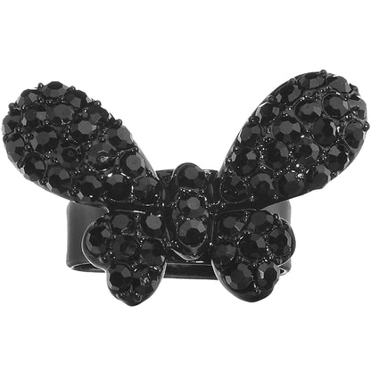 Black Sparkling Butterfly Adjustable Ring