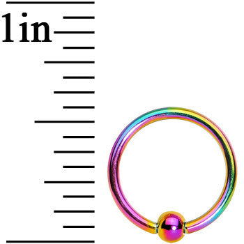 16 Gauge 3/8 Rainbow Titanium Captive Ring