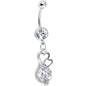 Crystalline Gem Dual Hearts Ellipse Belly Ring