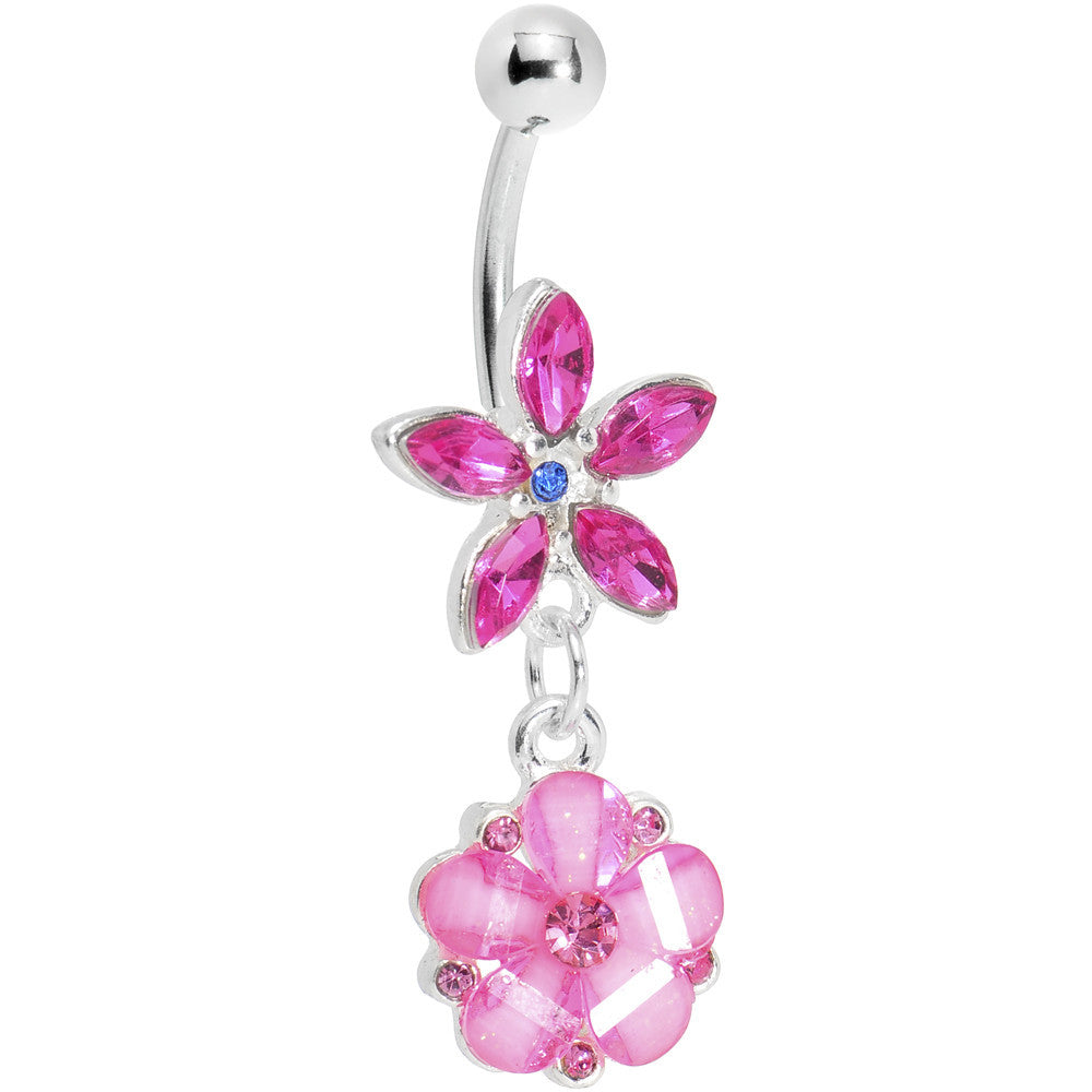 Pink Gem Flower Garden Blooming Belly Ring