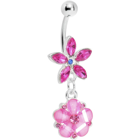 Pink Gem Flower Garden Blooming Belly Ring