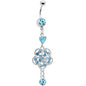 Aqua Gem Floral Enchantment Dangle Belly Ring