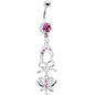 Pink Gem Bow Heart Butterfly Belly Ring