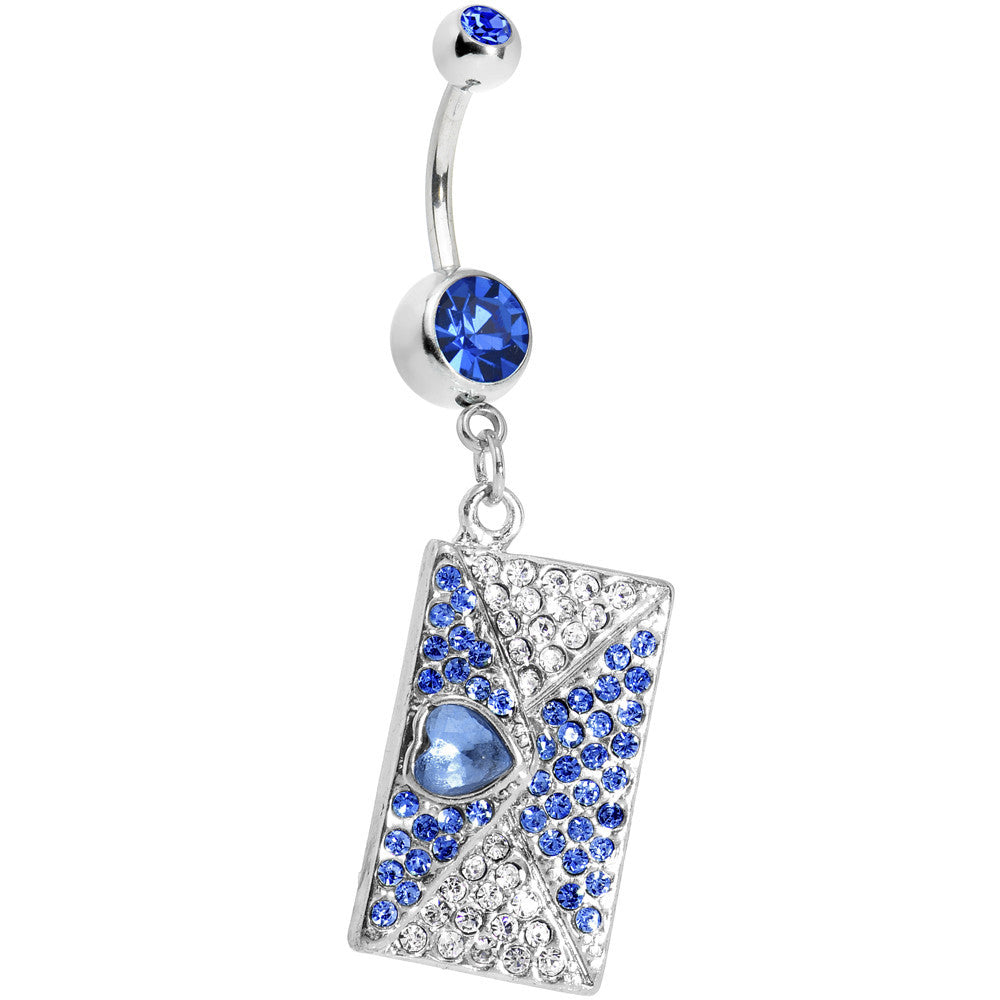 Sapphire Gem Love Letter Dangle Belly Ring