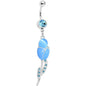 Aqua Gem Tulip Globe Flower Belly Ring
