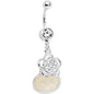 Crystalline Gem Oval Shimmer Flower Belly Ring