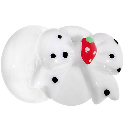 00 Gauge White Acrylic Berry Polka Dot Bow Saddle Plug