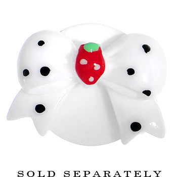 00 Gauge White Acrylic Berry Polka Dot Bow Saddle Plug