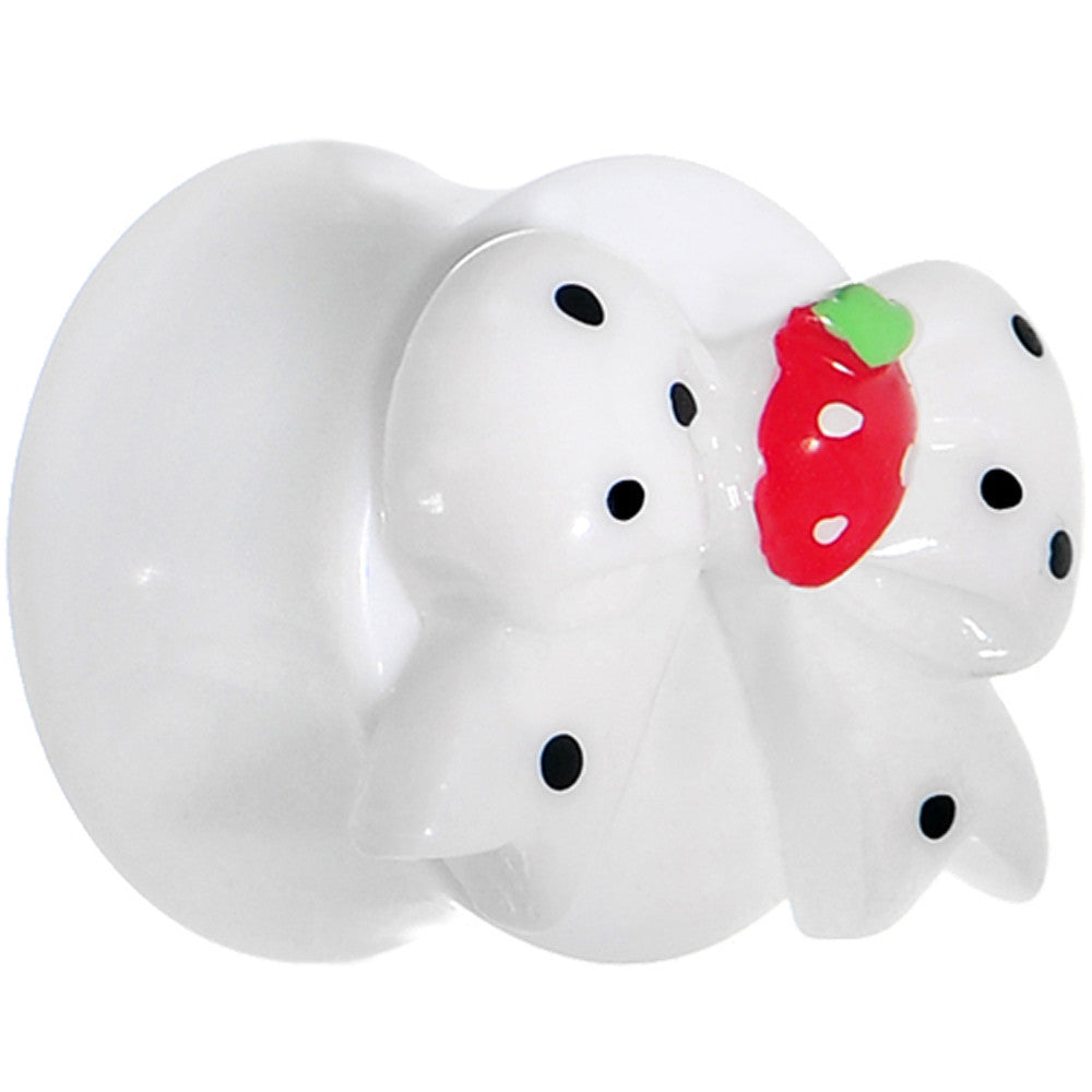 9/16 White Acrylic Berry Polka Dot Bow Saddle Plug