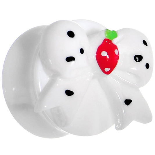 5/8 White Acrylic Berry Polka Dot Bow Saddle Plug