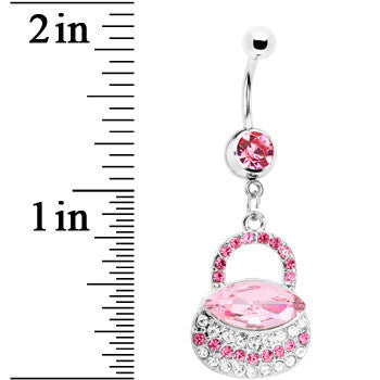 Pink Gem Pretty Purse Dangle Belly Ring