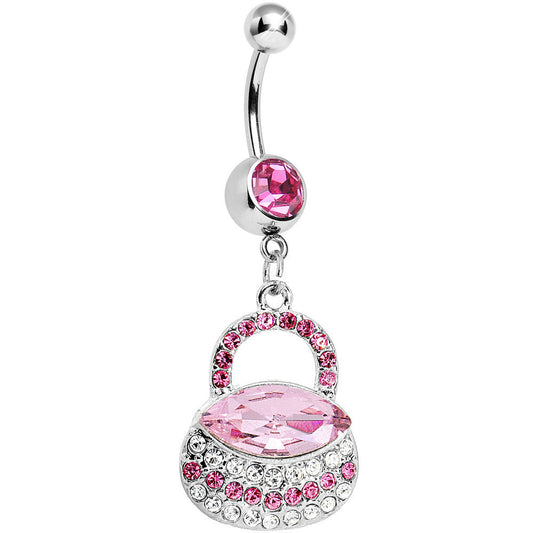 Pink Gem Pretty Purse Dangle Belly Ring