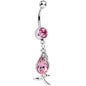 Pink Gem Flower Bud Belly Ring