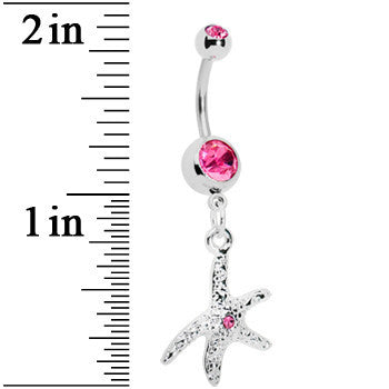 Pink Gem Starfish Belly Ring