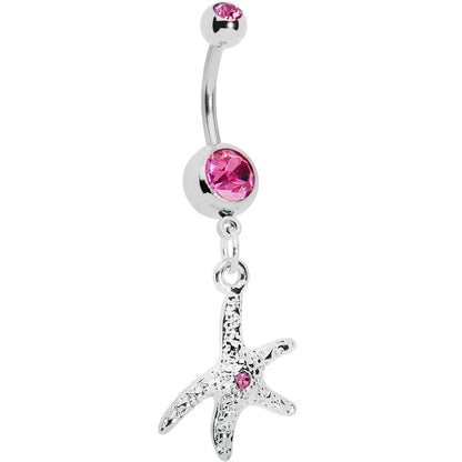 Pink Gem Starfish Belly Ring