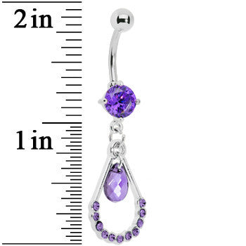 Violet Gem Teardrop Double Drop Belly Ring