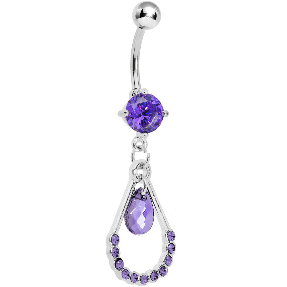 Violet Gem Teardrop Double Drop Belly Ring