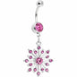 Pink Gem Sparkling Snowflake Belly Ring