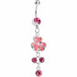 Floral Allure Pink Gem Dangle Belly Ring