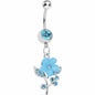 Blue Springtime Pansy Flower Belly Ring