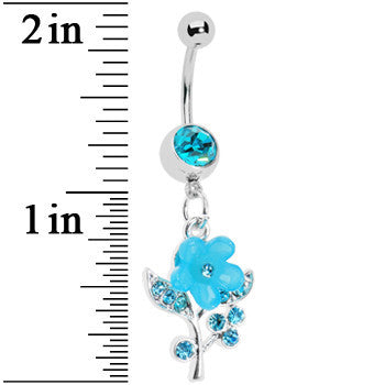 Blue Springtime Pansy Flower Belly Ring