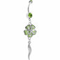 Green Morning Glory Flower Dangle Belly Ring