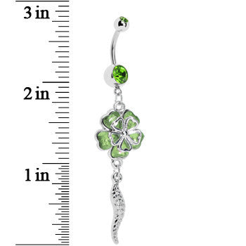 Green Morning Glory Flower Dangle Belly Ring