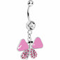 Pink Enamel Jeweled Butterfly Dangle Belly Ring