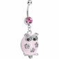 Pretty Pink Whimsical Owl Belly Ring