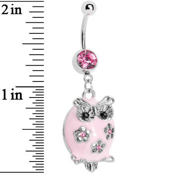 Pretty Pink Whimsical Owl Belly Ring