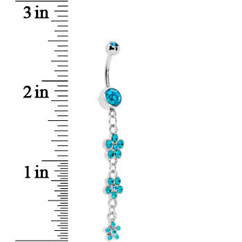 Blue Three Flower Radiance Drop Belly Ring