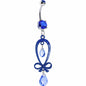 Dazzling Blue Gem Ribbon Dangle Belly Ring