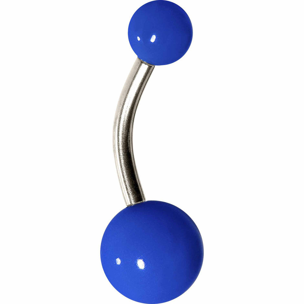 Grade 23 Solid Titanium Flat Royal Blue Acrylic Belly Ring