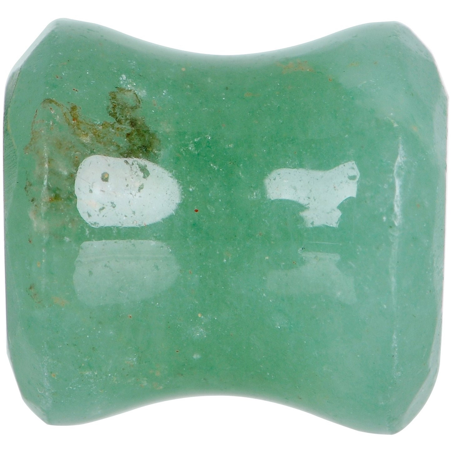 00 Gauge Green Aventurine Natural Stone Faceted Saddle Plug Set