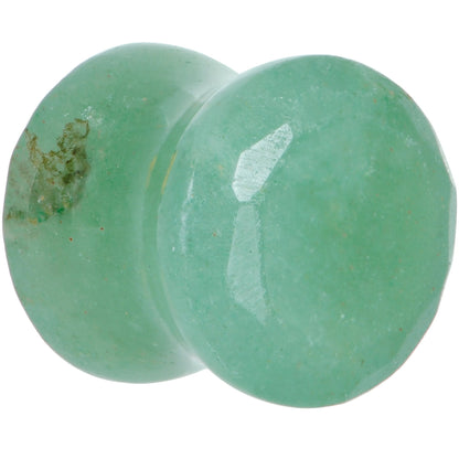 00 Gauge Green Aventurine Natural Stone Faceted Saddle Plug Set