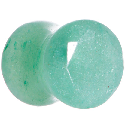 0 Gauge Set of Green Aventurine Semi Precious Stone Faceted Double Flare Plug