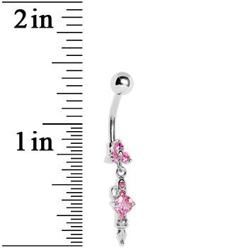 Pink Gem Fab Fountain Pen Dangle Belly Ring