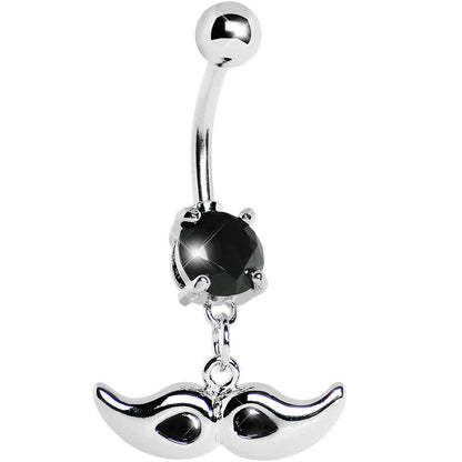 Black Gem Mustache Belly Ring