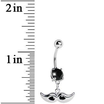 Black Gem Mustache Belly Ring