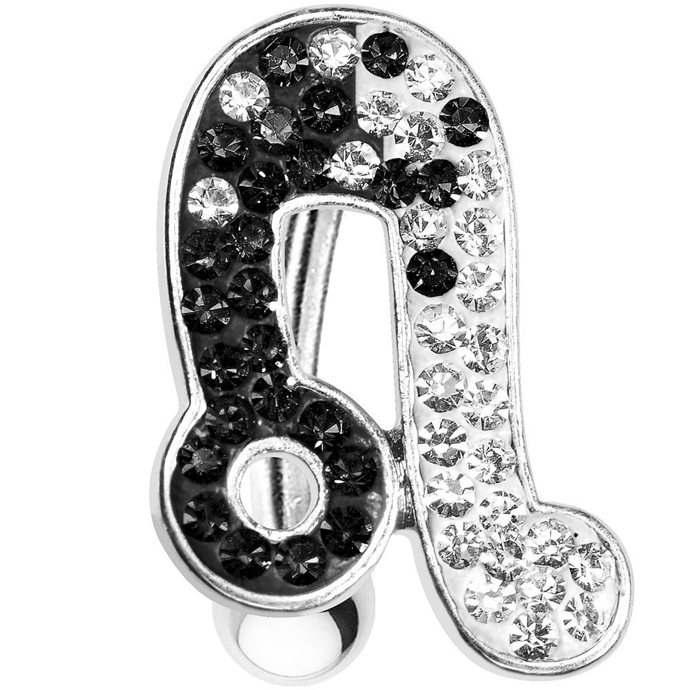 Top Mount Black White Crystal Ice Music Note Belly Ring