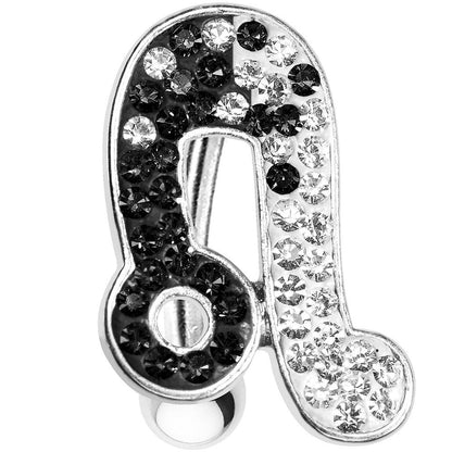 Top Mount Black White Crystal Ice Music Note Belly Ring