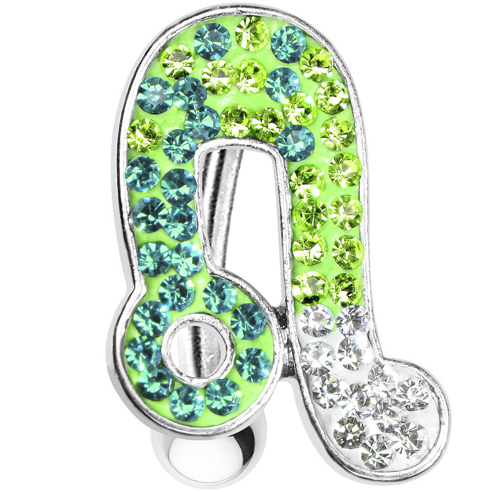 Top Mount Aqua Green Crystal Ice Music Note Belly Ring