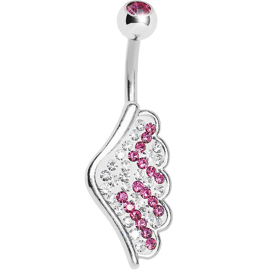 Pink Gem Outstretched Angel Wing Belly Ring