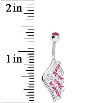 Pink Gem Outstretched Angel Wing Belly Ring