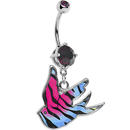 Pink Blue Animal Stripe Bird Belly Ring