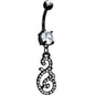 Crystalline Gem Black Paved Damask Floral Swirl Belly Ring