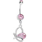 Pink Gem Petal Wing Butterfly Belly Ring