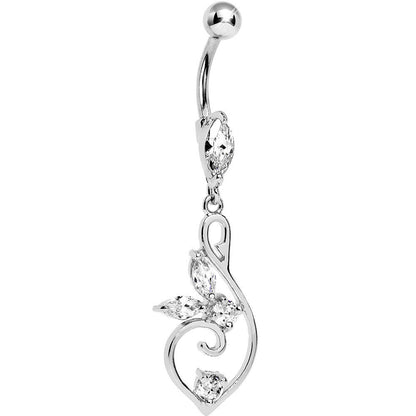 Crystalline Gem Marquis Floral Flourish Belly Ring