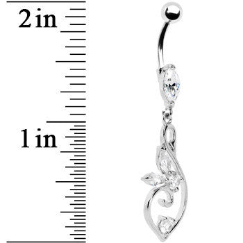 Crystalline Gem Marquis Floral Flourish Belly Ring